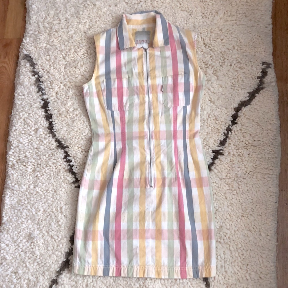 90s Esprit Plaid Zip Dress